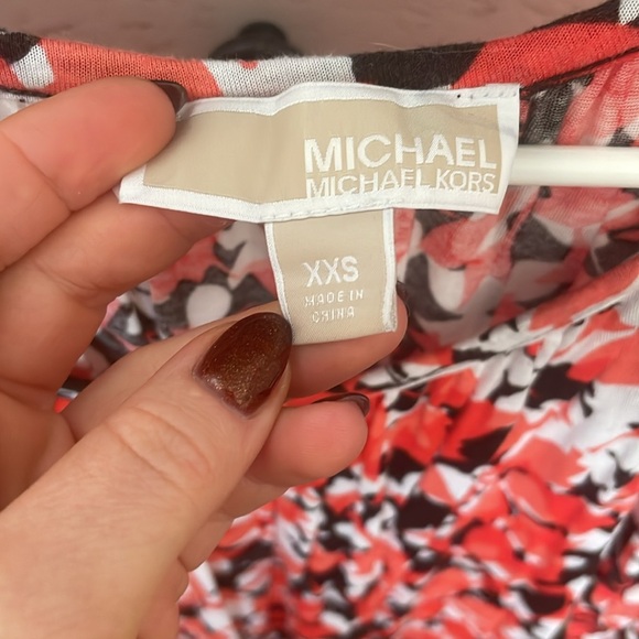MICHAEL Michael Kors Orange, Black White Floral Top - XXS - Picture 2 of 8